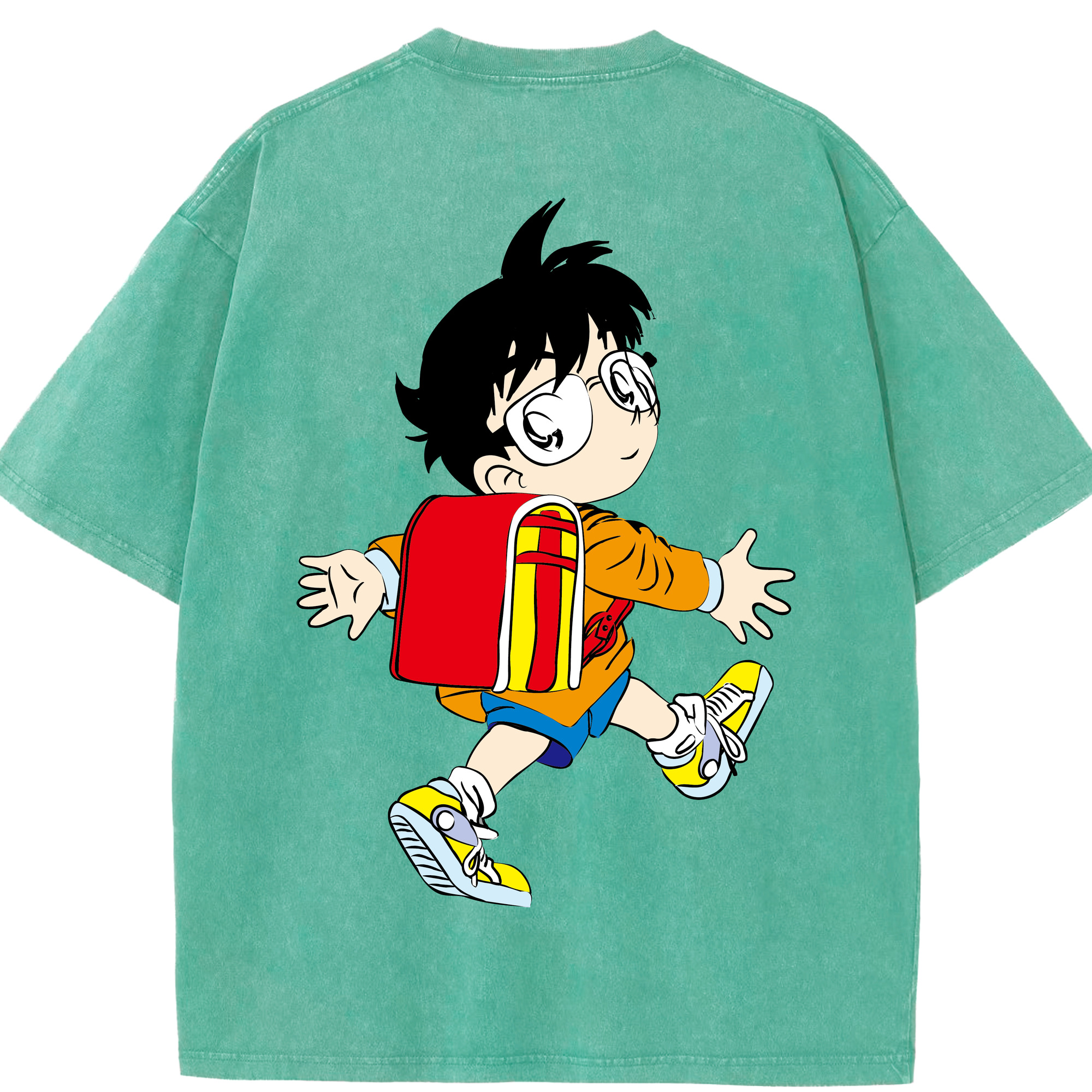 （画像用） 名探偵コナン 江戸川 コナン Detective Conan Conan Edogawa 綿100% ヴィンテージ風 半袖Tシャツ（背面プリント）